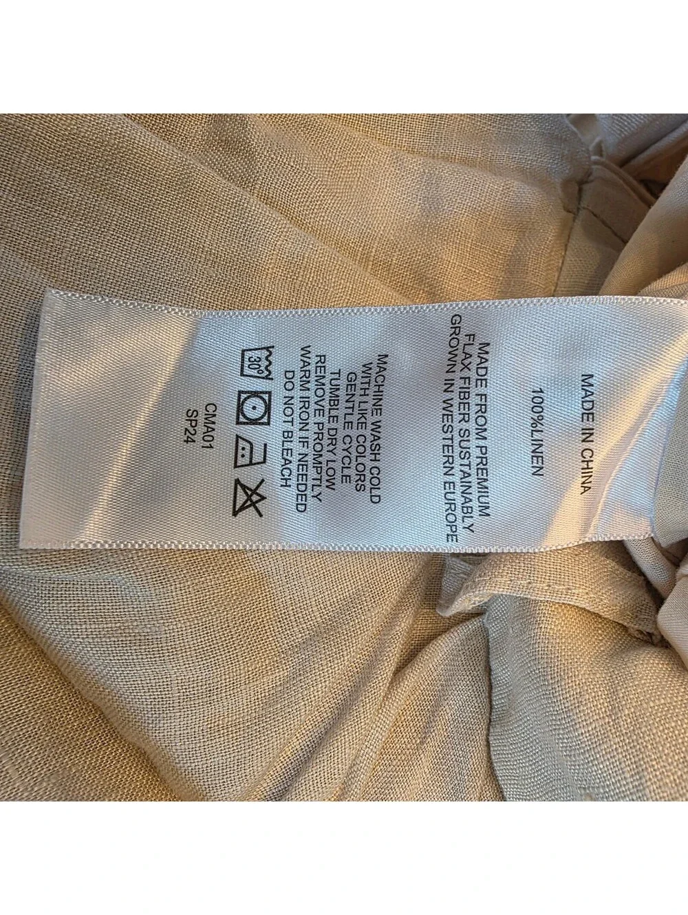 Quince 100% European Linen Pleated Trouser Size 2 Cream Lightweight